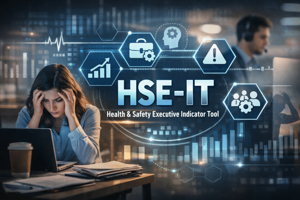 Cvat blog | 5 verdades contraintuitivas sobre o estresse no trabalho (e como o hse-it pode transformar a gestão organizacional) 1 Hse-it
ilustração sobre riscos psicossociais e estresse no trabalho com foco em hse-it